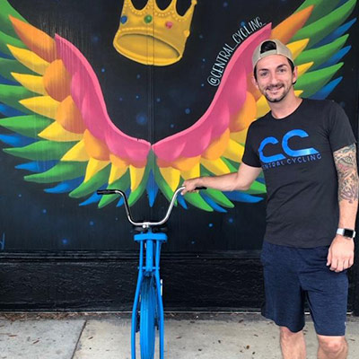 Brandon – Central Cycling spin studio athletes standing in front of Central Cycling downtown St Pete location